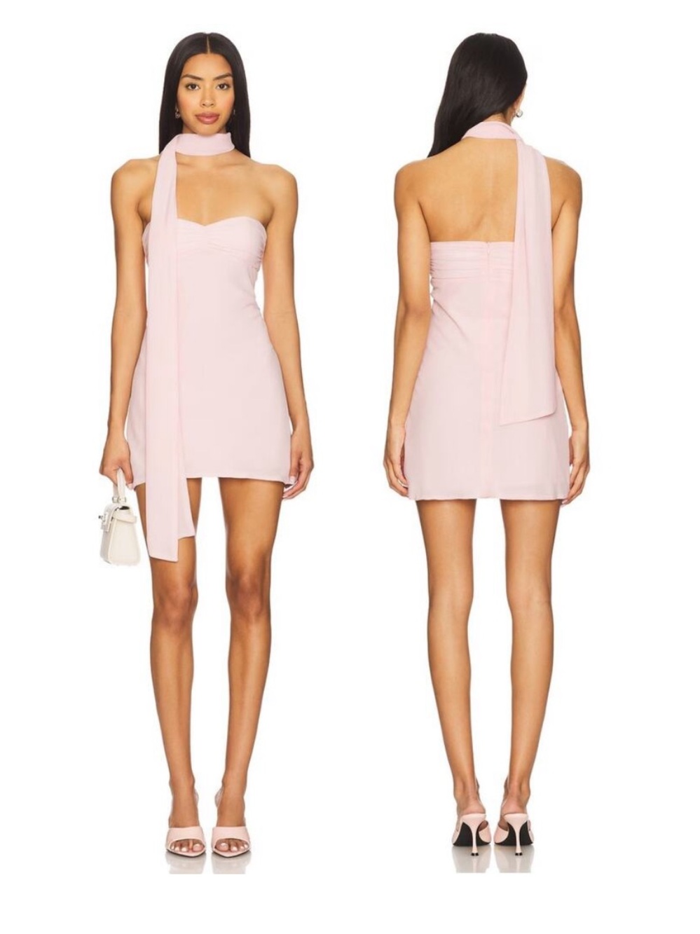 Lovers + Friends Pink Strapless Scarf Mini Dress